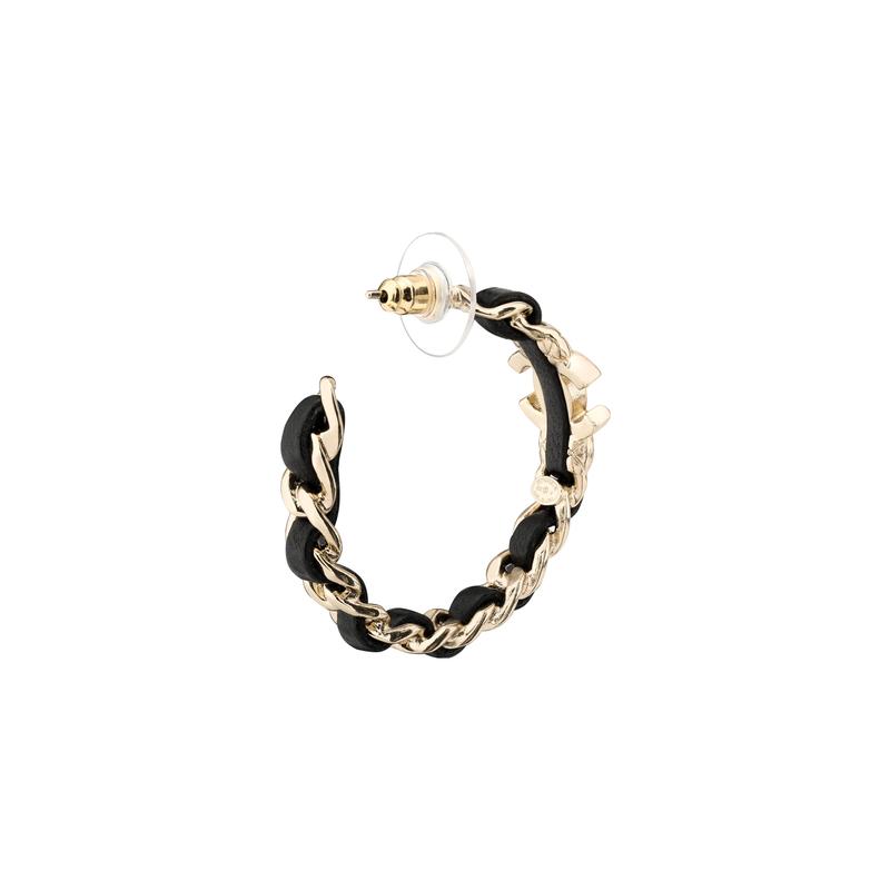 CHANEL metal inlaid leather earrings for women
