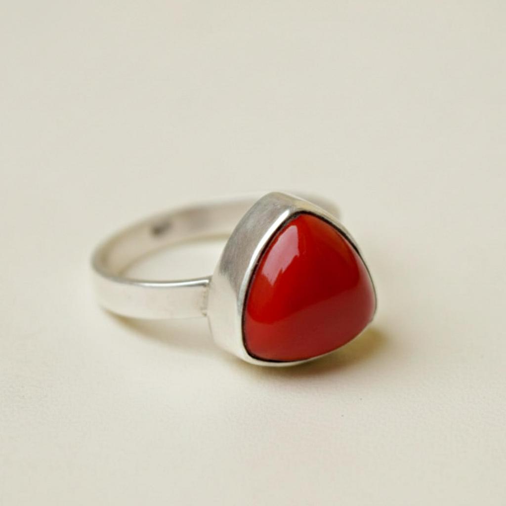 Triangle Shape Red Carnelian Statement Ring, 925 Sterling Silver Jewelry, Handmade Minimalist Boho Ring