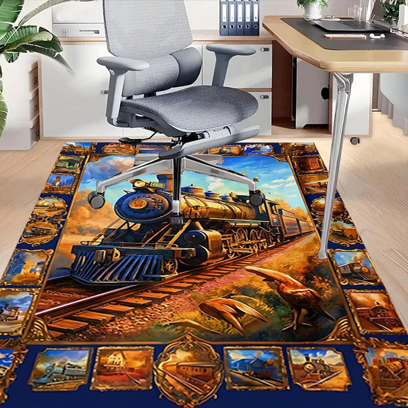 1PC Train Railway Non-Slip Floor carpet, Office, family, bedroom, Studio - Large Area Rug, Vibrant Colors-C0482