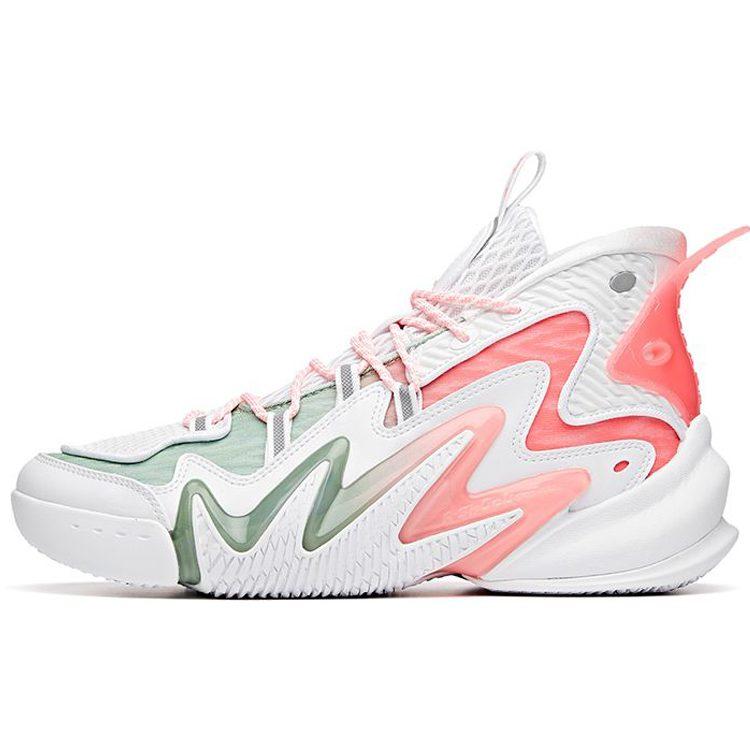 Anta Berserk 2 High-Top Performance Basketball Shoes Men's White Pink Green 112031602-6
