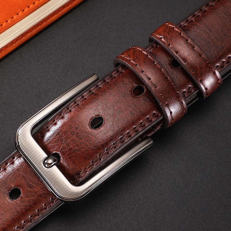 Modny męski pasek z klamrą na pin z prawdziwej skóry - Wszechstronny do noszenia na co dzień i do pracy