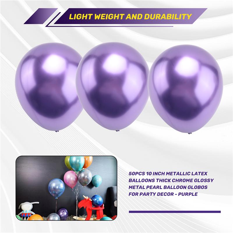A96I-50Pcs 10 Inch Metallic Latex Balloons Thick Chrome Glossy Metal Pearl Balloon Globos For Party Decor