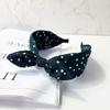 Solid Color Fabric Polka Dot Bow Head Scarf Wire Headband For Temperament Wide Headband Fashion Girl'S Makeup Hairband