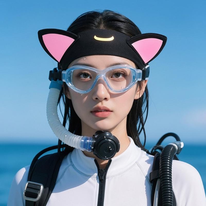 Adjustable Hair Protections Band Lovely Cats Ear 3mm Neoprene Diving Headband Cartoon Diving Wetsuit Hood Enduring