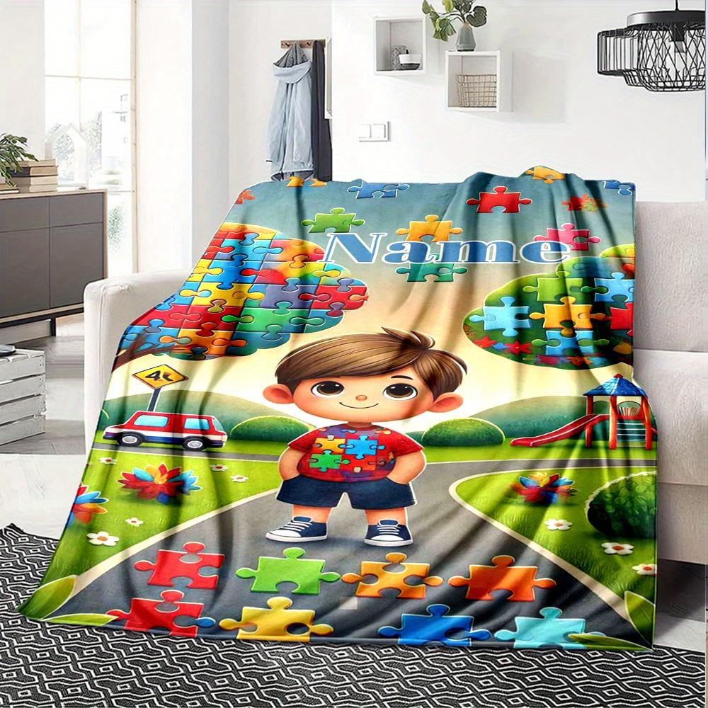 Autism Awareness Puzzle Home Blankets Comfortable Soft Lightweight Multiseasonal Blanket For Picnics Sofas Offices Beds Living Rooms Perfect Gift For