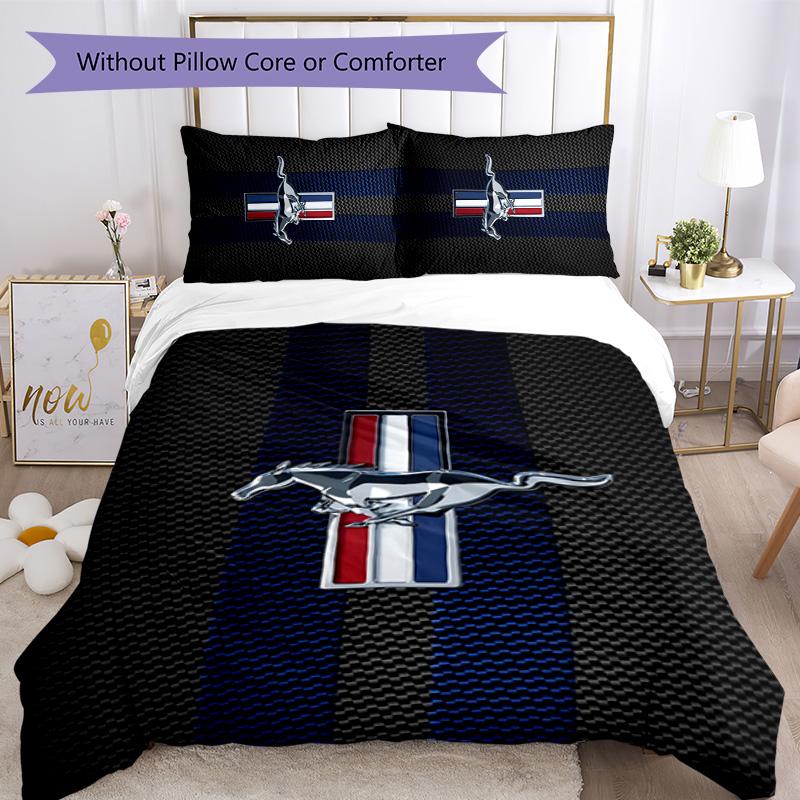 Mustang 3pcs Bedding Set Duvet Cover Closure Includes 1 Duvet Cover & 2 Pillowcases for All Seasons Bedroom Home Dorm Decor