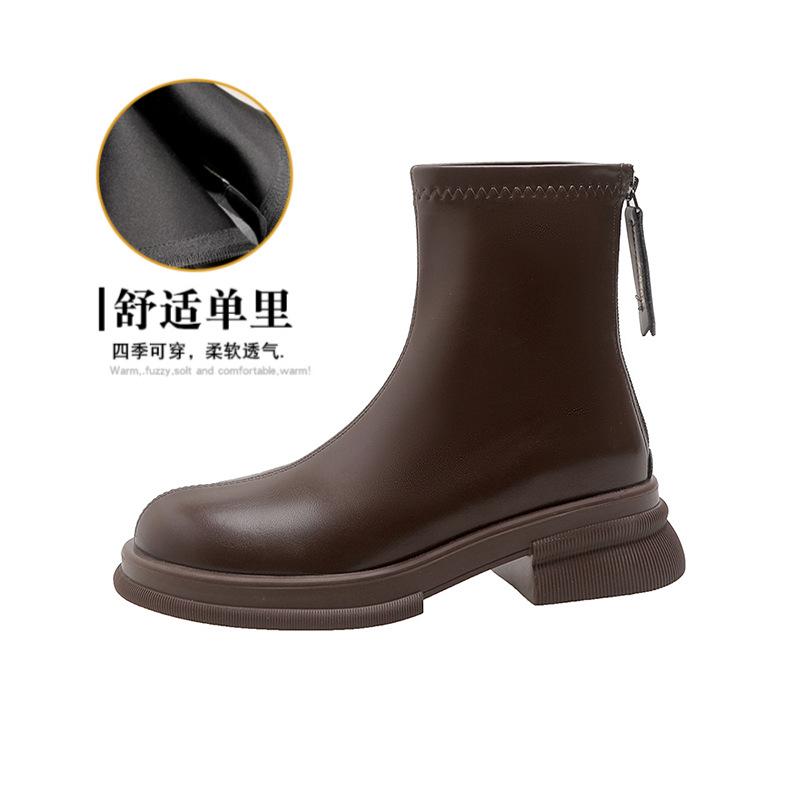 Huizhou women's boots autumn and winter thick-soled Martin boots velvet short boots versatile thin boots elastic boots non-slip and wear-resistant