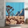 Artistic Desert Landscape Shower Curtain Blue Brown Color Block Design Bathroom Decorative Waterproof Fabric Custom Size Availab