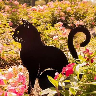 Wrought Iron Cat Garden Fence Decorations