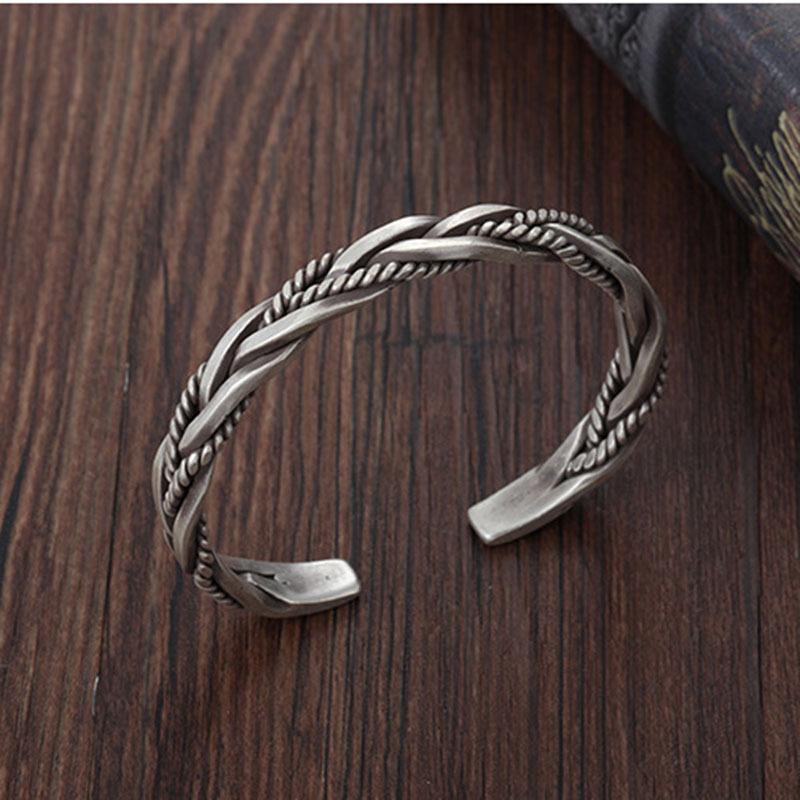  Vintage Retro Cloud Brocade Alloy Electroplated Bracelet Geometric Design for Men