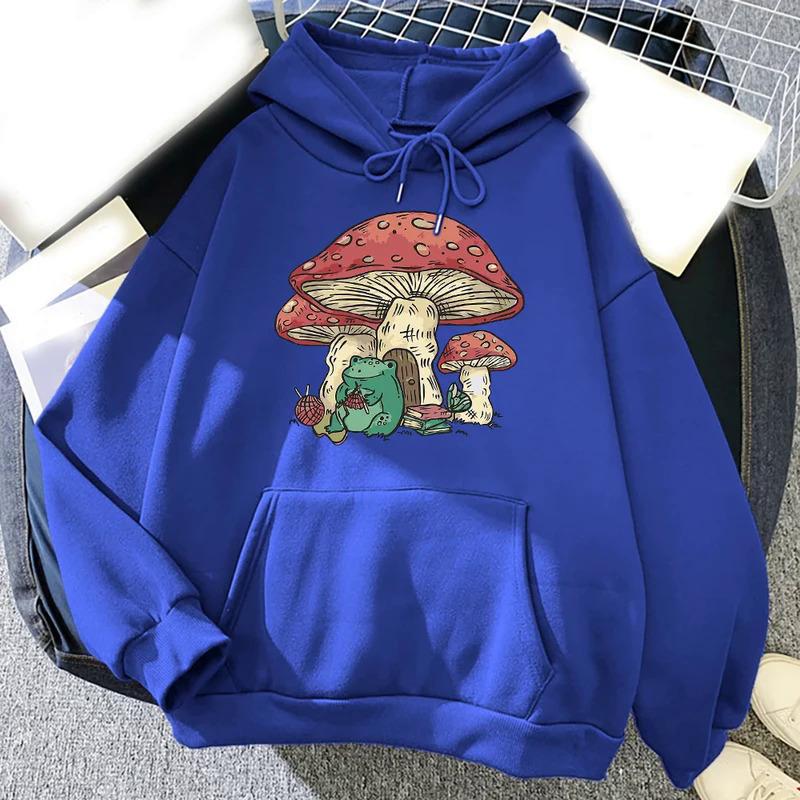 Süßer Pilzfrosch Aufdruck Kapuzenpullover Herren Hoodie