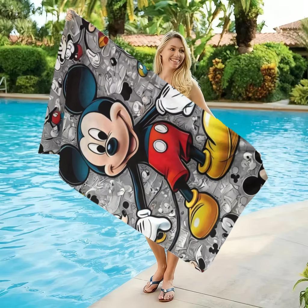 One Mickey Beach Towel Made of Quick-Drying Soft Microfiber, Ideal for Travel, Beach Outings, Pool Days, And Camping, Perfect