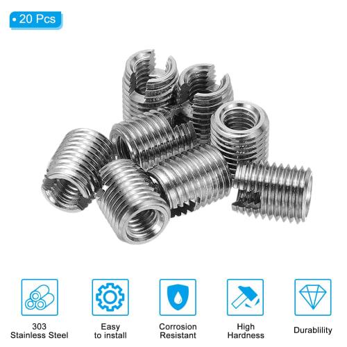 PATIKIL 20pcs M4*M6.5*8mm Self-Tapping Insert Nut Sleeves, 303 Stainless Steel, Slotted, for Screw Repair