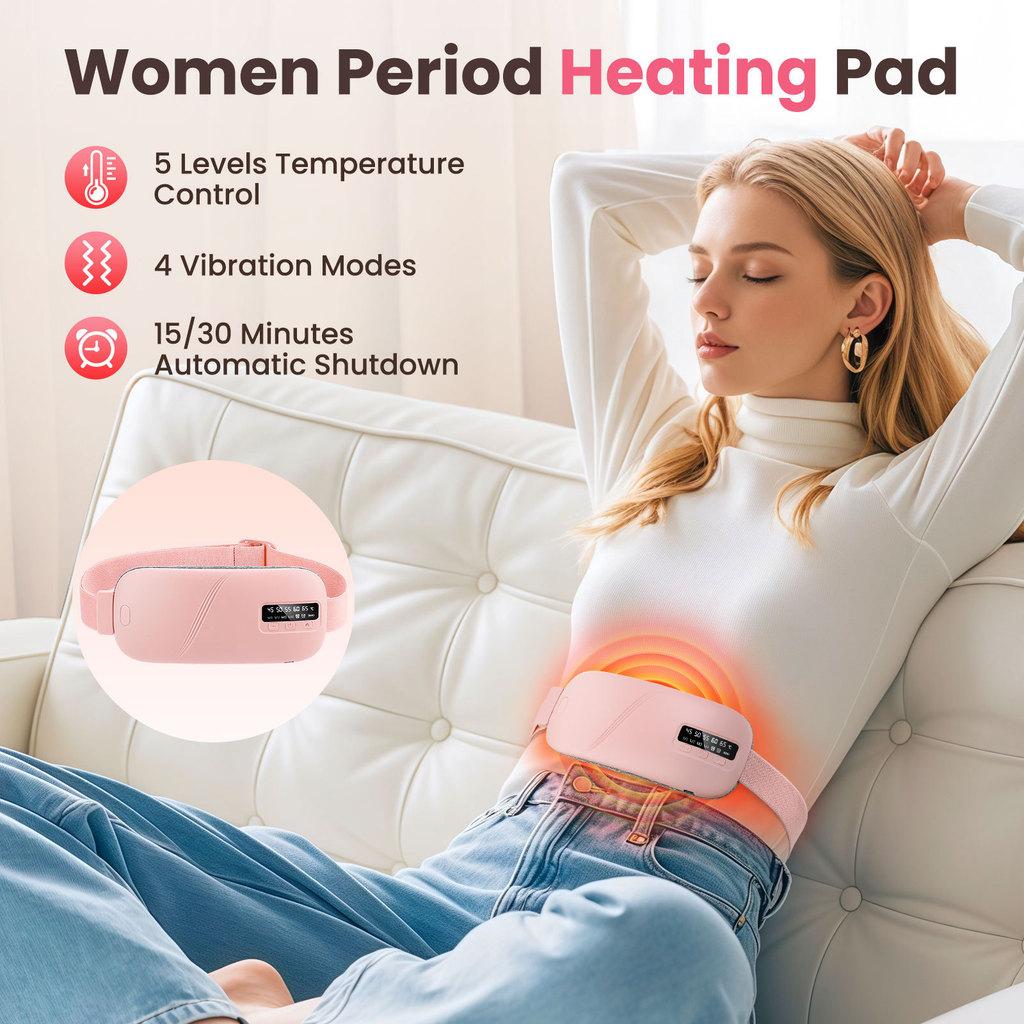 Women Period Heating Pad USB Charging Hot Compress Menstrual Pain Relief Artifact Vibration Massage Menstrual Uterus Warm Belt