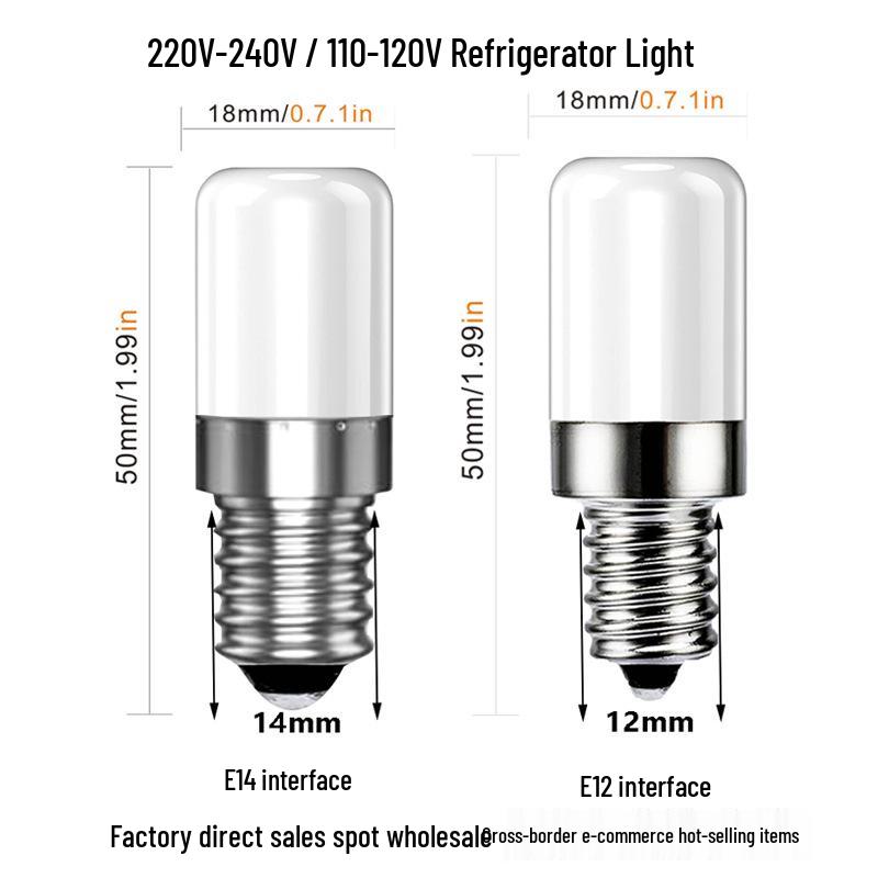 

Винтовая светодиодная лампа для холодильника и кухонной вытяжки, 2 Вт, молочно-белая, совместимая с E12/E14, 220 В/110 В E12 2W 220V