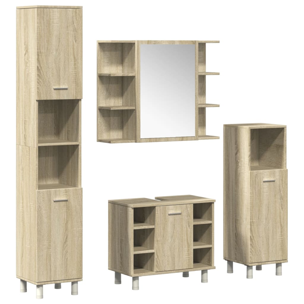 4 piece bathroom furniture set in Sonoma oak wood based material