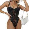Modny Seksowny Obcisły Kombinezon z Koronki ze Szwami Hot Girl Jednoczęściowy Kamisol Przezroczysty Ażurowy