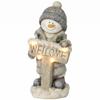 Christmas Decoration Snowman Figure, Illuminated Christmas Statue made of MGO with Welcome Sign, LEDs and Daily Timer