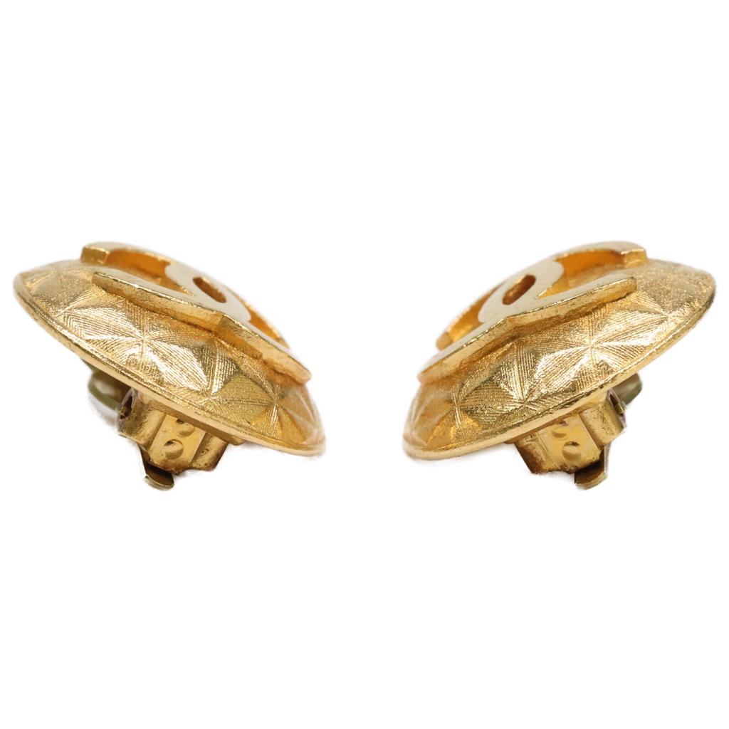 CHANEL Good condition 95A Round Coco Lattice Earring goldUsed