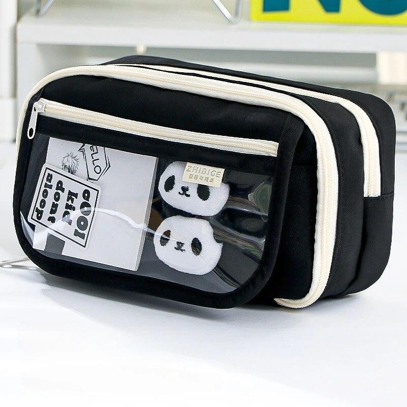 1PC 9-layer Large Capacity Pencil Case with Transparent Compartment and Magnetic Button Flip for Retrieval