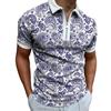 Men'S Polo Shirt Men'S Casual Short Sleeve Lapel T-Shirt 3D Printed Short Sleeve Zipper Polo