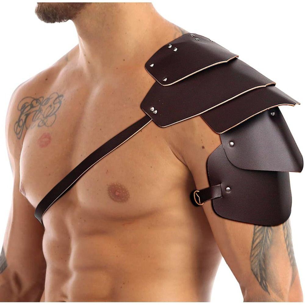 Cloak Leather Harness Black PU Leather Pu Shoulder Armor Medieval Viking Guards  Medieval Cosplay