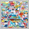 50 Original Cartoon Vehicle Stickers - Cute, Creative, Waterproof, Guka Material, Journal Stickers, 50 Sheets