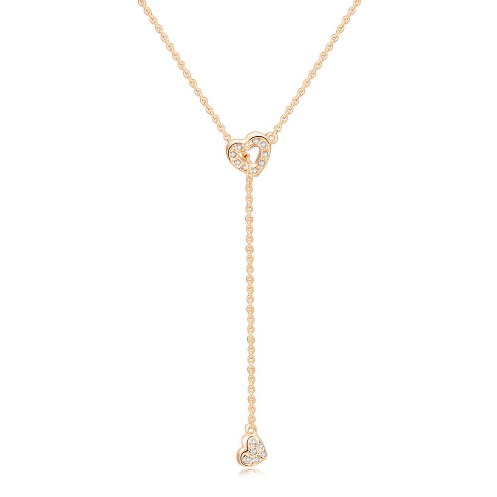 

Heart Link To Heart Pendant Necklace for Women Adjustable Rose White Gold Color Chain AAA+CZ Fashion Zircon for Girls N159