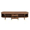 TV Cabinet 175 Cm with Rattan Sliding Door, Walnut Look & Lots of Storage Space - Country Style Table with Open Compartments, Drawers - Natural Design