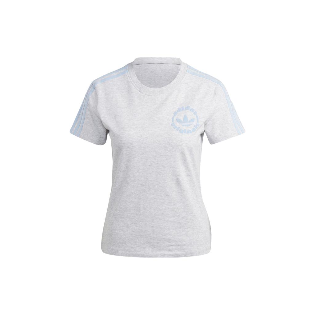 Adidas Originals Trefoil Graphic Tee With Logo Embroidery Women Tops Light-Hemp-Gray IC7981