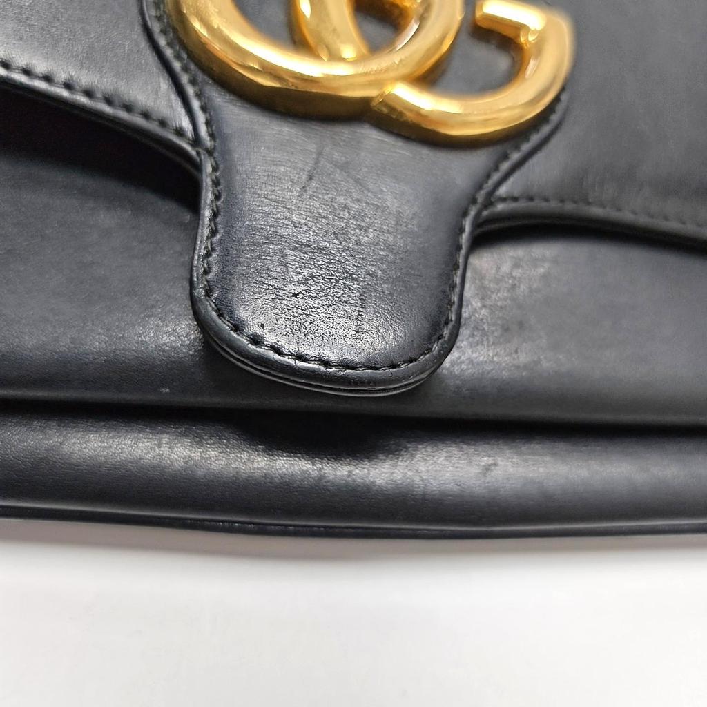 [Pre-Owned] Arli Gold Logo Double G Metal Accessory Leather Small Square Crossbody Shoulder Bag - Good #NWZYP3