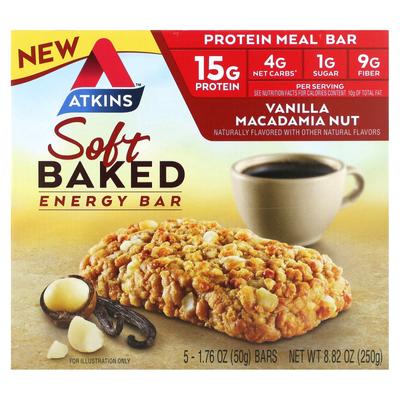 Soft Baked Energy Bars, Vanilla Macadamia Nut, 5 Bars, 50G (1.76Oz) Each