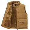 Winter Men's Corduroy Vest Plus Velvet Thickened Vest Men's Plus Size Stand-up Collar Waistcoat Multi-pocket Tooling Trend