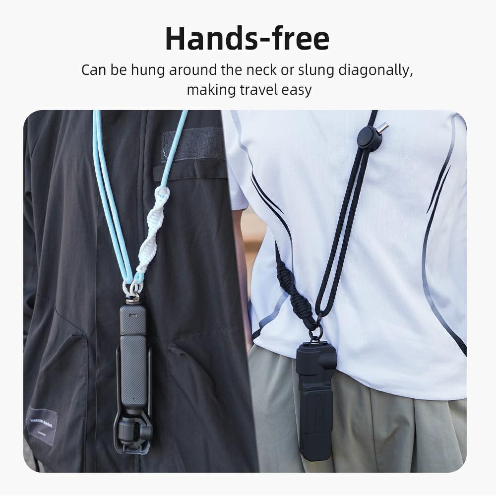 BRDRC For DJI Osmo Pocket 3 Adjustable Strap Crossbody Nylon Woven Safety Lanyard with Aluminum Alloy Lock Buckle