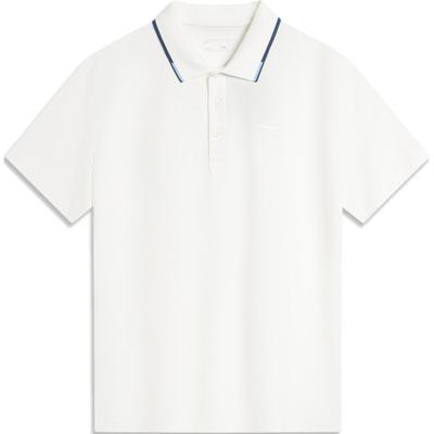 Li Ning Sports Lifestyle Series Casual Breathable Comfortable Versatile Short Sleeve Polo Shirt Men Tops Off-White APLU165-1