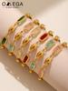 Stainless Steel Bracelet With Multi Shiny Strip Faceted Czech Crystal Glass For Women 18k Gold Plated Luxury Women's Bracelets