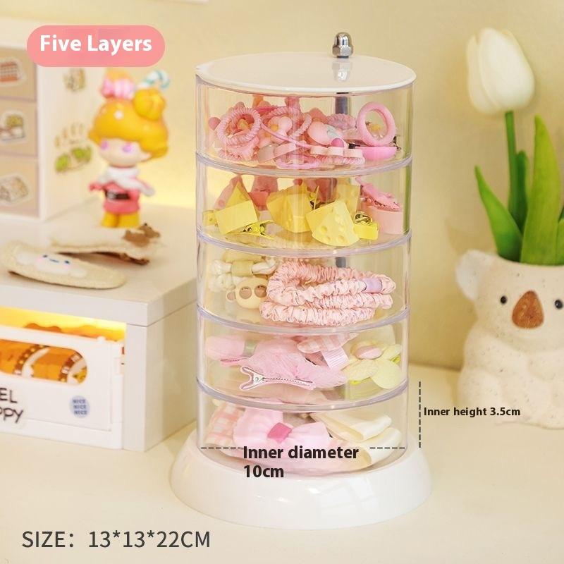 3/4/5-Layer Rotating Jewelry Organizer - Plastic Multi-Tier Storage Box, Transparent Hair Ring Display For Dressing Table