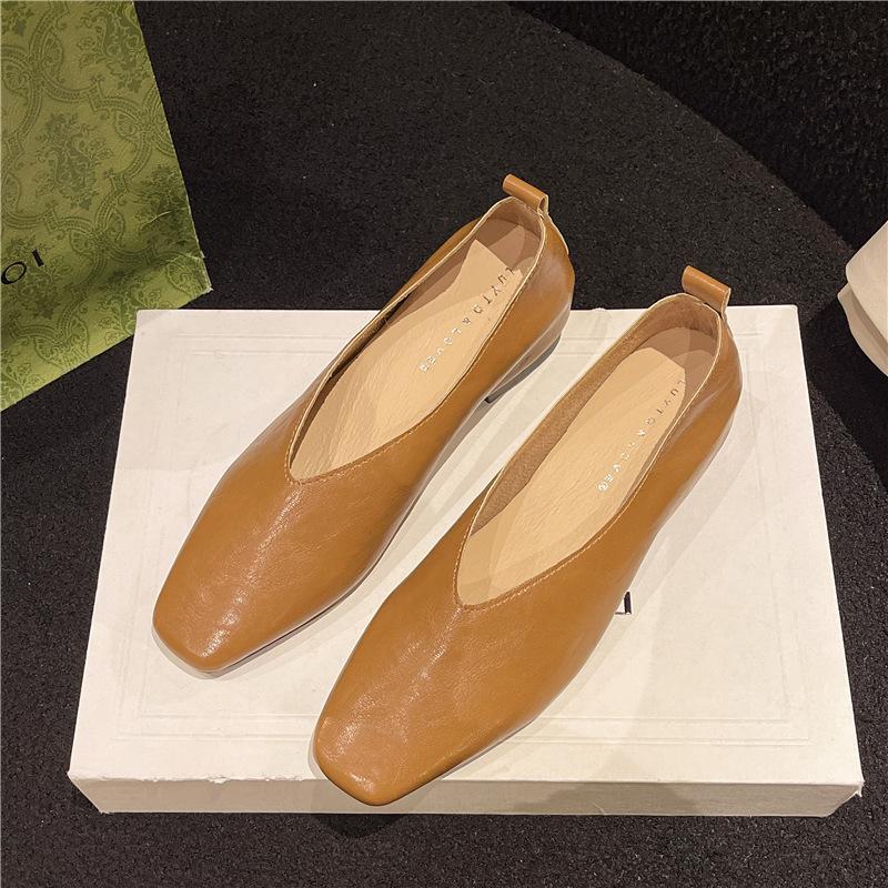 Fashion Spring Autumn New Style Fashionable Comfortable Flat Shoes 2025 Elegant Square Head Shallow Mouth Versatile Women's Shoes