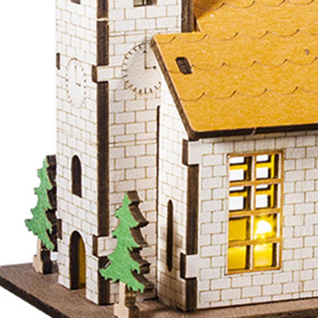 Beleuchtetes Miniaturhaus Weihnachtshütte Modell Stadtgebäude Geschenk Tiny Mockup Holz