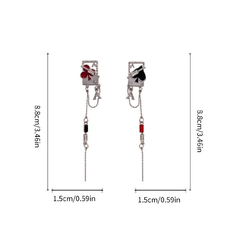 Trendy Long Tassels Earrings with Playing Cards Sweet Temperament Earring Accessories Fashion Jewelry for Women Girls
