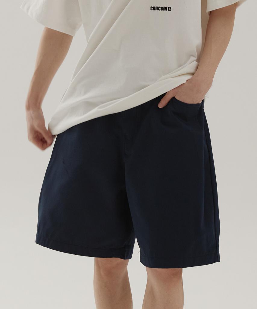 Konsenteu12 Bold Cotton Wide Half Pants Navy