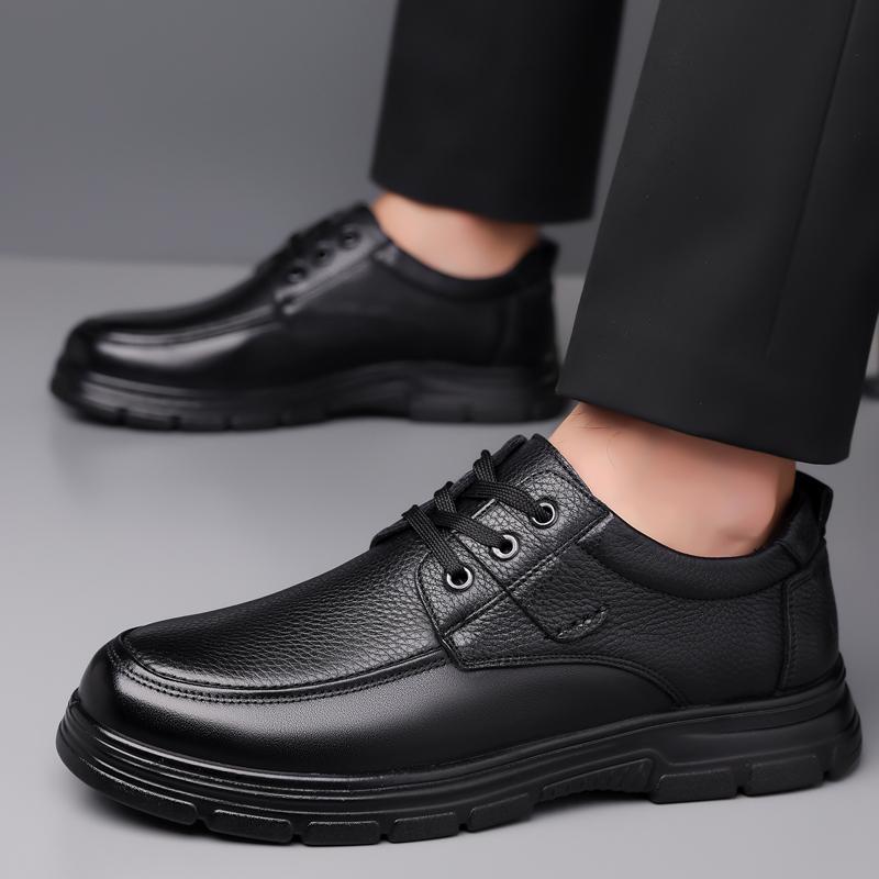 Men's Leather Shoes Flat Casual Shoes Male Footwear Soft Comfortable Black