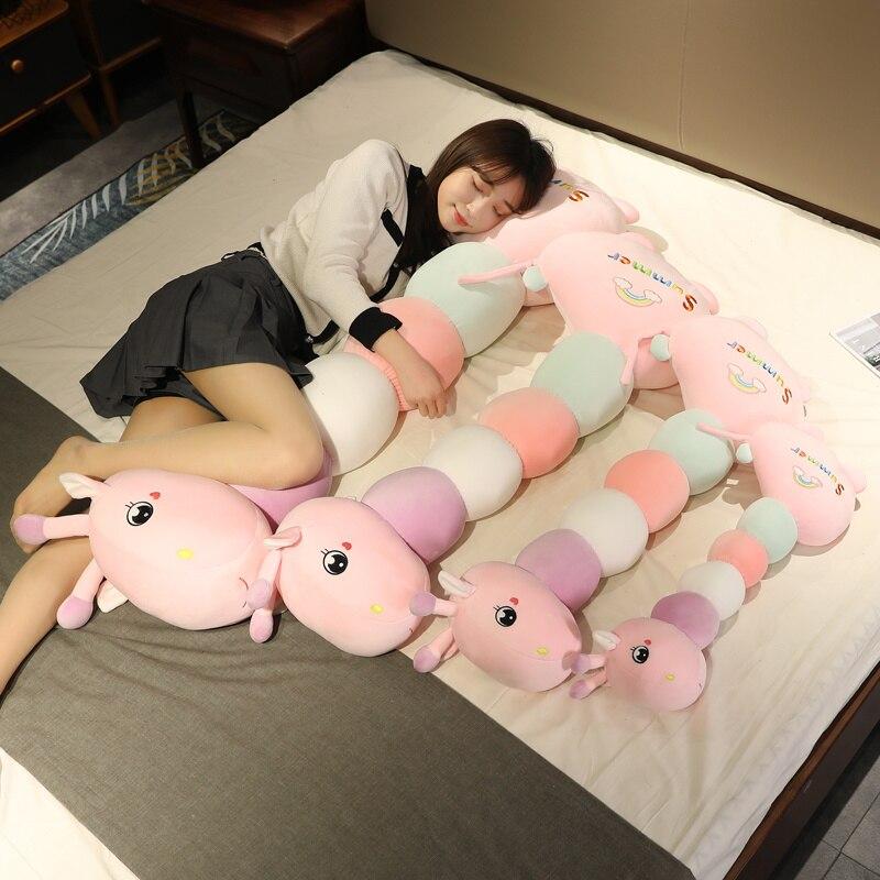 Plush Caterpillar Deer Toys Cute Stuffed Soft Long Animal Pillow Sleeping Cushion Dolls for Children Girlfriend