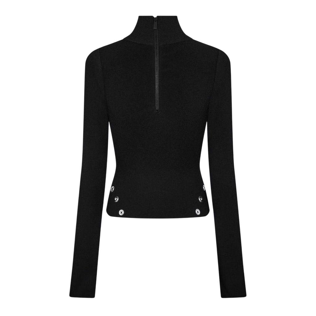 Off White Womens/Ladies Eyelets Mock Neck Top