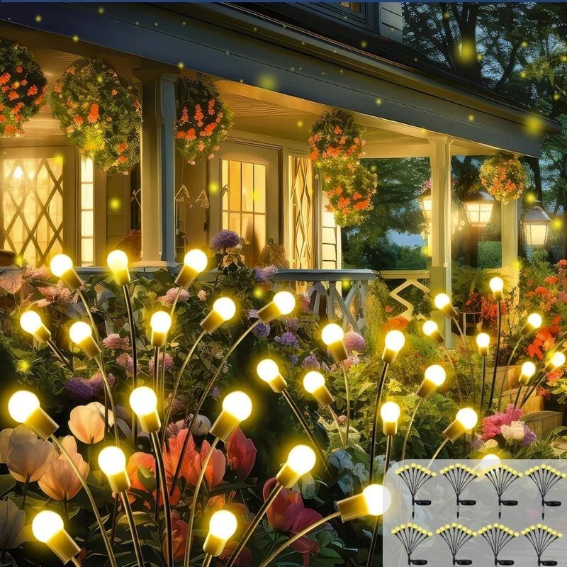 Solar Powered Garden Lights Firefly Lights 6/8/10 LED Outdoor Waterproof Vibrant Swaying Lights for Patio Pathway Decoration
