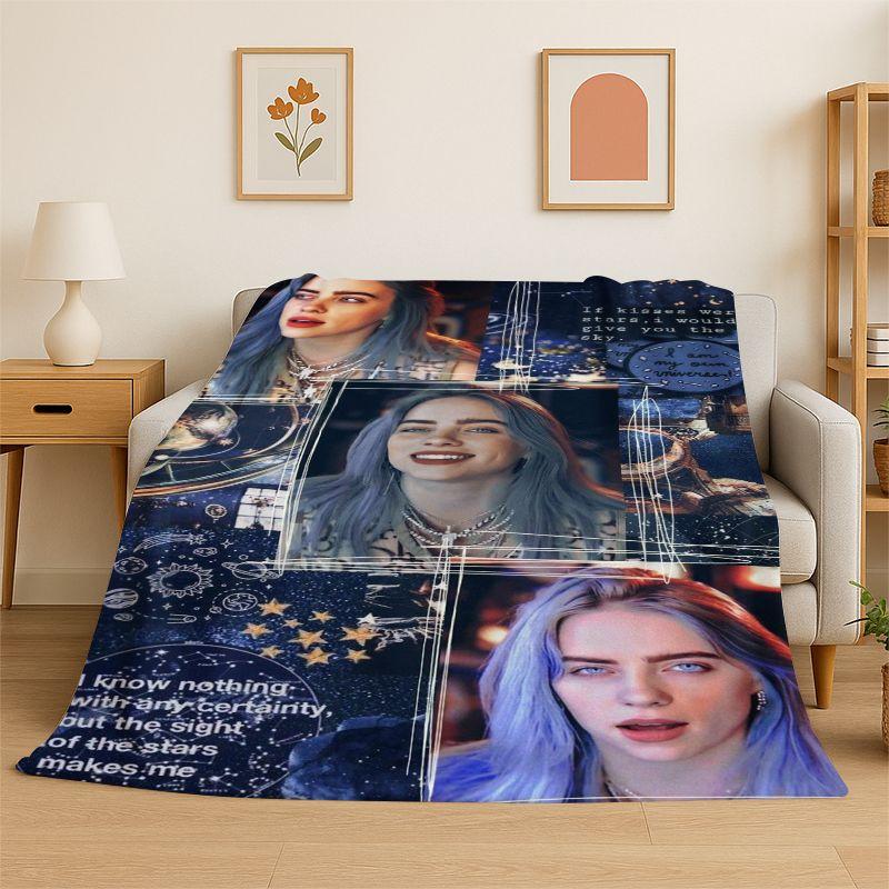 Famous Singer Billie Eilish Star Soft Flannel Throw Blanket,Warm Cozy Blanket for Bed,Couch,Sofa,Bedroom,Living Room,Travel