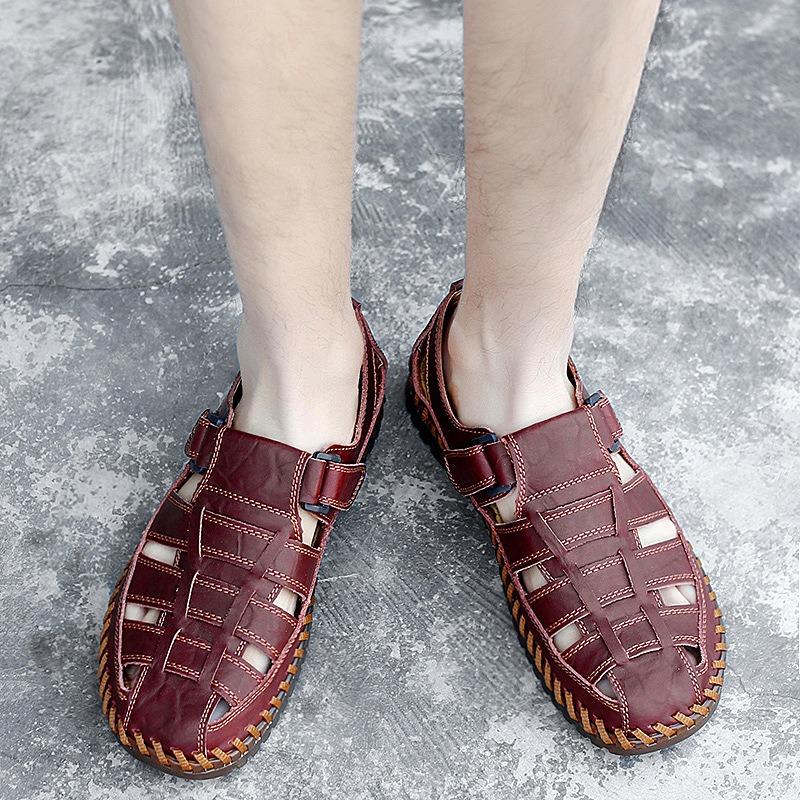 Fashion Luxury Mens Sandals Fashion Handmade Leather Sandals Summer Hollow Out Roman Shoes for Men Casual Beach Sandals Wading Sandalias