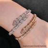 Brățară Bangle Șarpe cu Diamante din Aur Roz de 18K pentru Femei - Reglabilă, Design Inspirat de Stele