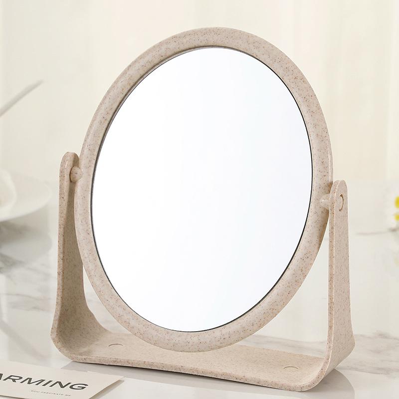 Зеркало для макияжа высокой четкости, двустороннее, вращающееся, из пшеничной соломы Small