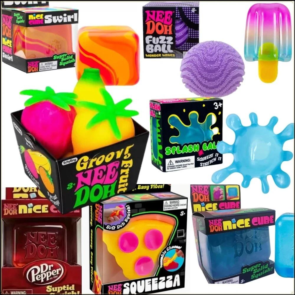 Schylling Needoh Cubo Sensorial Fidget Pizza Alívio do Estresse Cubo Macio Brinquedo de Apertar Anti-Ansiedade Para Foco População TDAH